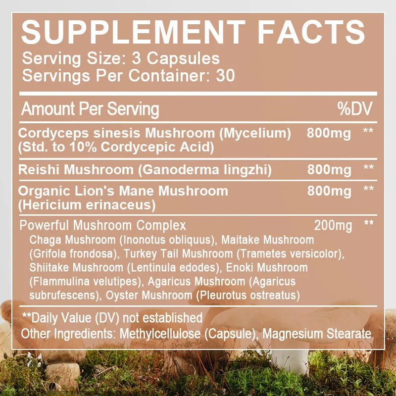 BEWORHTS 90pcs Mushroom Capsules for Health-1
