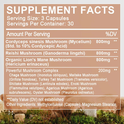 BEWORHTS 90pcs Mushroom Capsules for Health-1