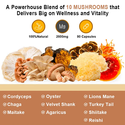 BEWORHTS 90pcs Mushroom Capsules for Health-2