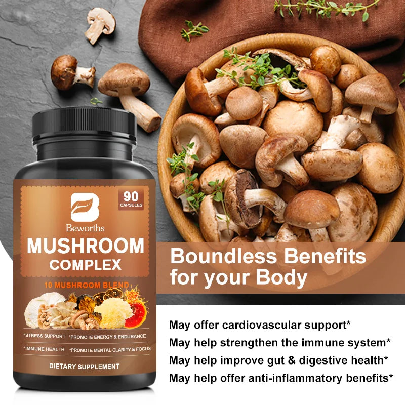 BEWORHTS 90pcs Mushroom Capsules for Health-3